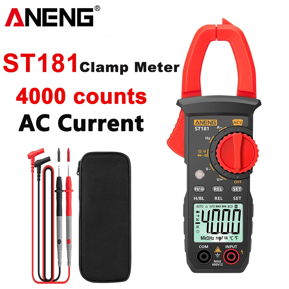 ANENG ST181 Digital Clamp Meter Car Amp Hz Capacitance NCV 4000 Counts Multimeter AC Current Ammeter Voltage Ohm Tester tools ﻿