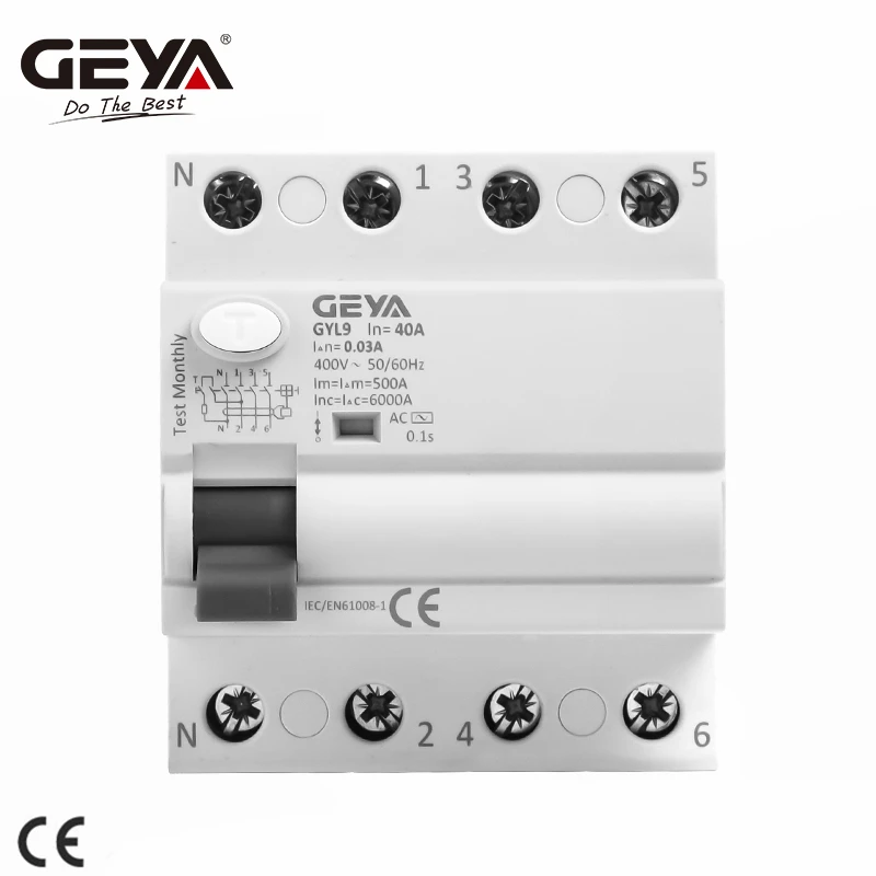 

Выключатель цепи остаточного тока GEYA GYL9 AC, предохранительный выключатель 4P, 25 А, 40 А, 63 А, 80 А, 100 А