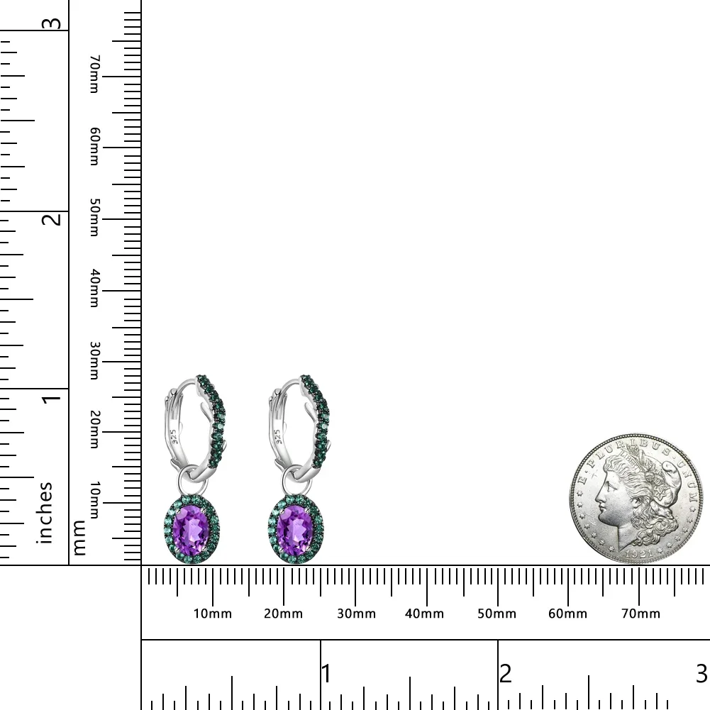 GEM\'S BALLET Christmas Design Amethyst Brambles Gemstone Earrings Sets For Women Solid 925 Sterling Silver Luxury Kite Earring