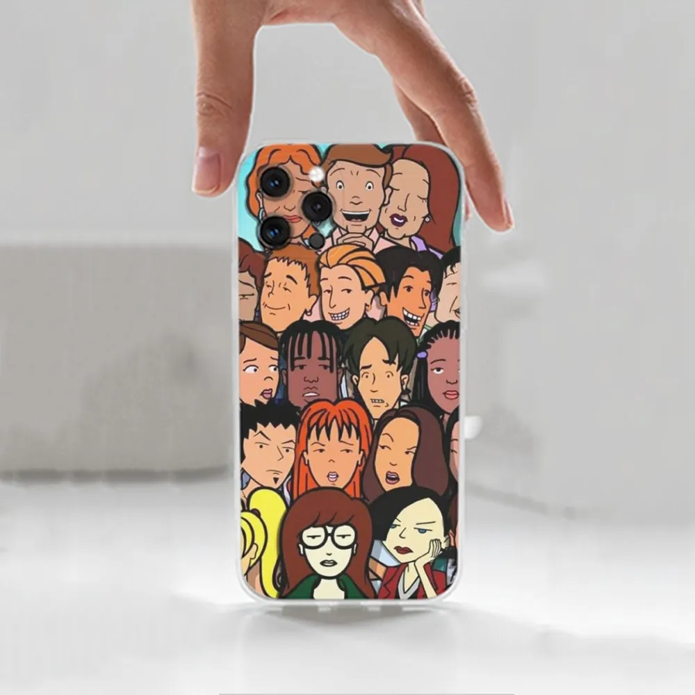 Coque de téléphone avec dessin animé D-Daria, étui en silicone transparent pour iPhone 16,15,14,13,12,11 Plus,Pro,Max, Poly, XS,X,7,8 Plus,SE,Mini