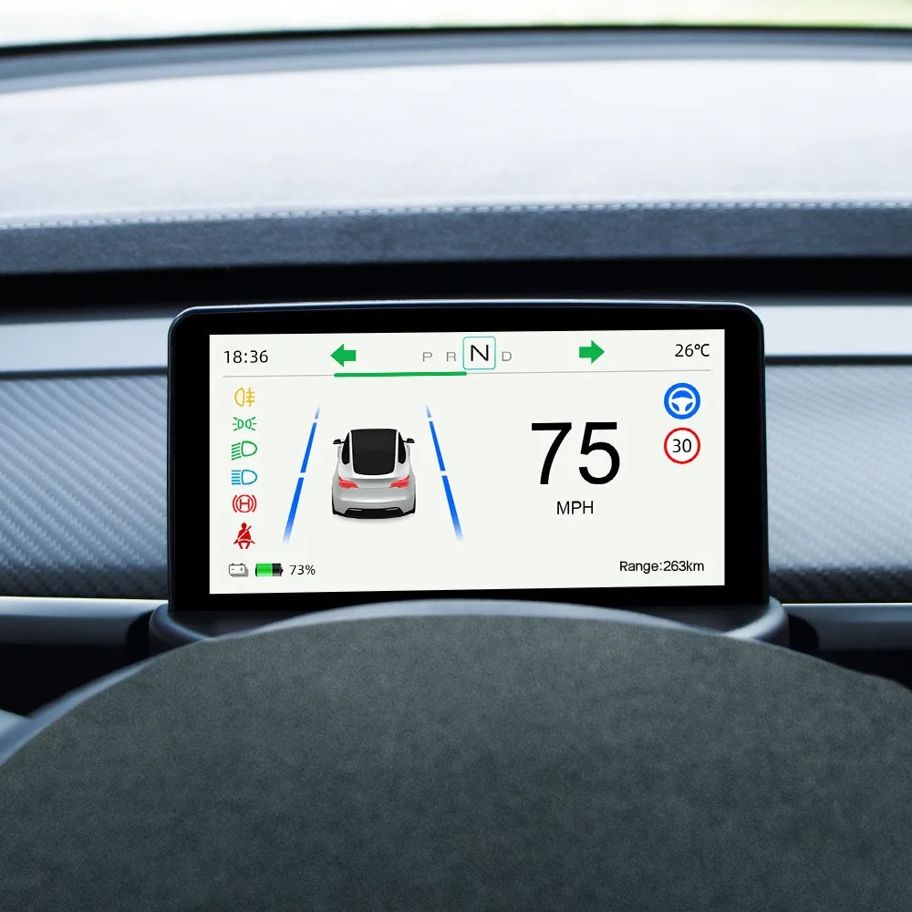 

Tesla Model 3/Y with a New 5.16" Instrument Cluster Display Screen - Heads Up Display (HUD) Included