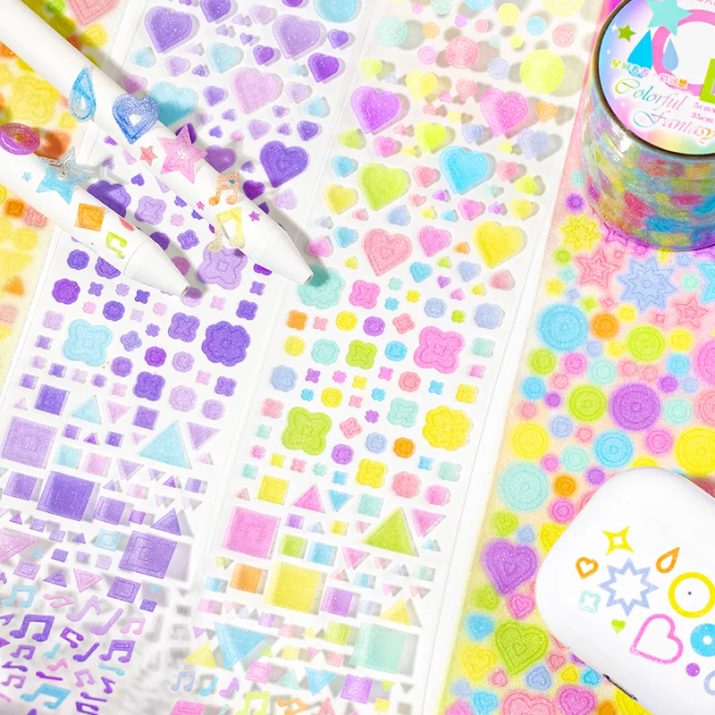 

Mr. Paper 1 roll Star River Roll Roll Free combination graphic PET flash sand film cut tape DIY handbook Collage tablet Card