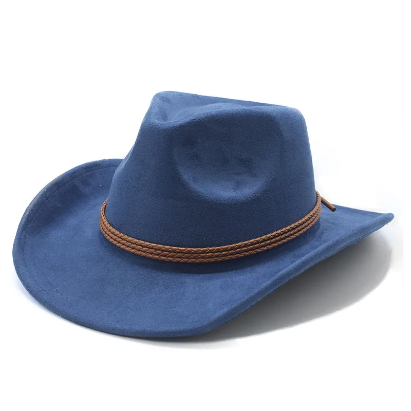 2025 Western-Cowboyhut im Ethno-Stil, Zylinder, Herbst und Winter, Filzhut für Herren und Damen, umgedrehte Kante, Jazz-Hut – Detail 7