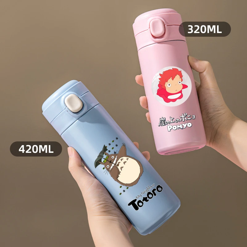 320/420ML Ponyo Totoro tazza d\'acqua in acciaio inox vuoto Thermos tazza viaggio bottiglia isolata portatile cartone animato bambini bere tazza