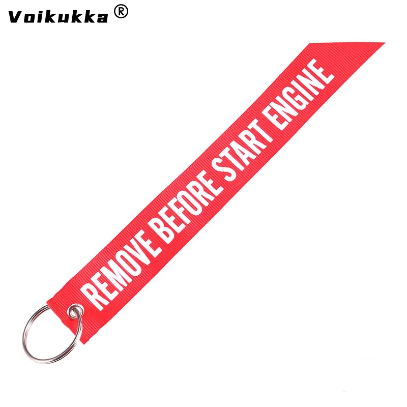 Voikukka Jewelry Red Letter One Side Printing Remove Before Flight Motorcycle Exhaust Pipe Plug Streamer Keychain Wholesale