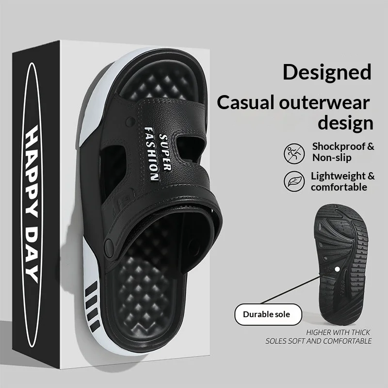 Men Summer EVA Thick Platform Slides Soft Sole Sandals Indoor Bathroom Outdoor Walking Beach Home Slippers Big Size