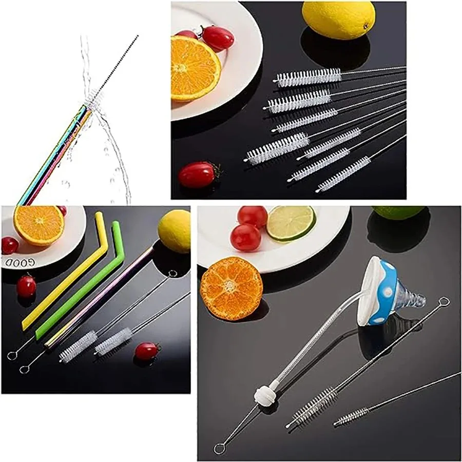 10Pcs Drinking Straw Cleaning Brush Set Extra Long Pipe Cleaner for Glasses Straw Cups Bottles and Tubes Washing Cleaner Kit