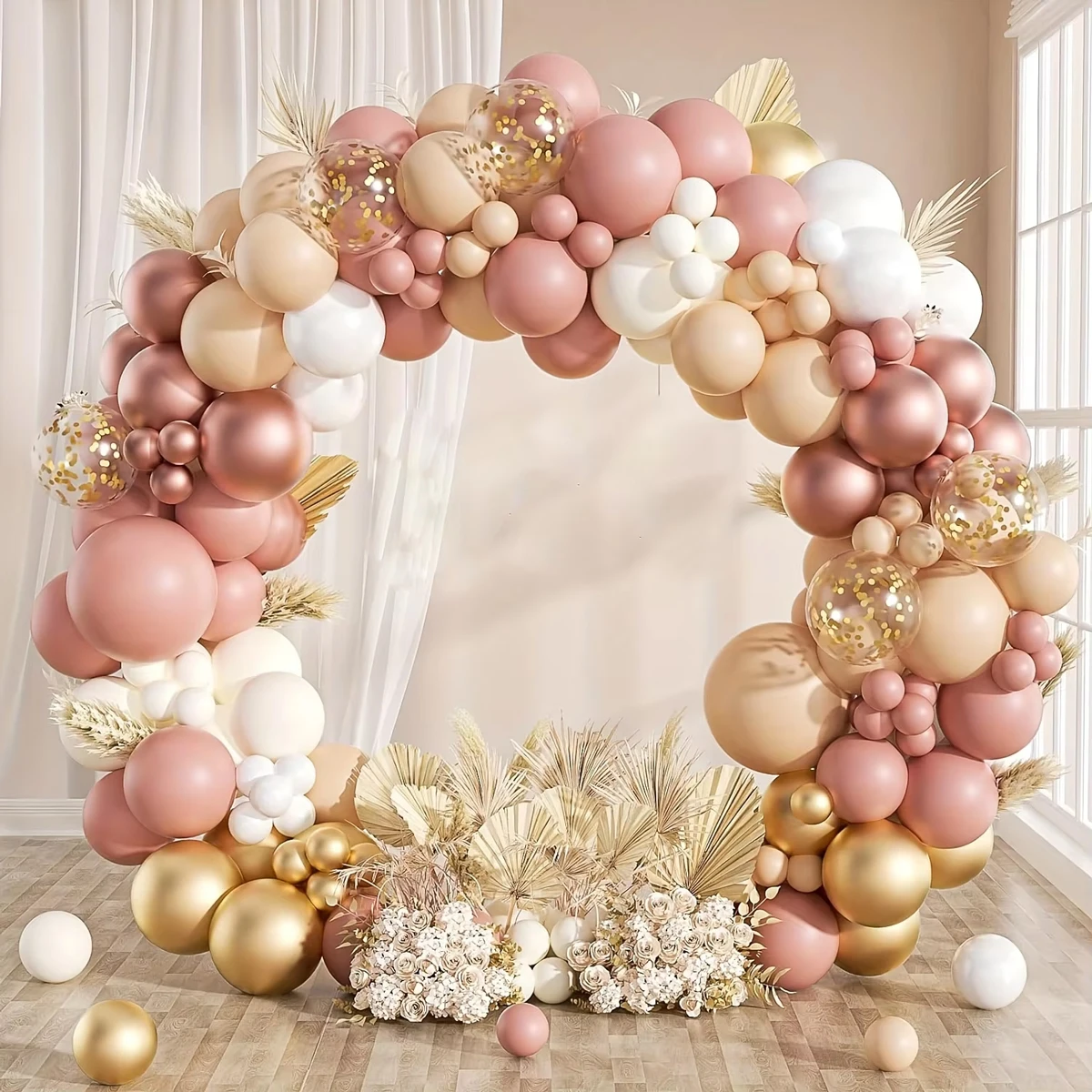112pcs Boho Balloons Garland Arch Kit Blush Pink Nude Rose Gold for Baby Shower Wedding Birthday Party Decorations