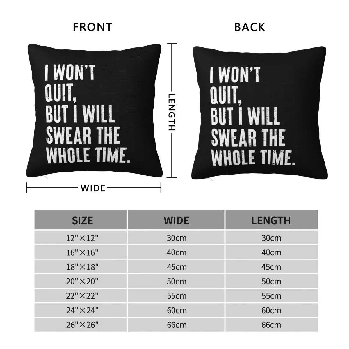 Won't Quit But Will Swear Whole Time Pillowcase Polyester Linen Velvet Printed Decor Throw Pillow Sofa Seater Cushion Case 45x45