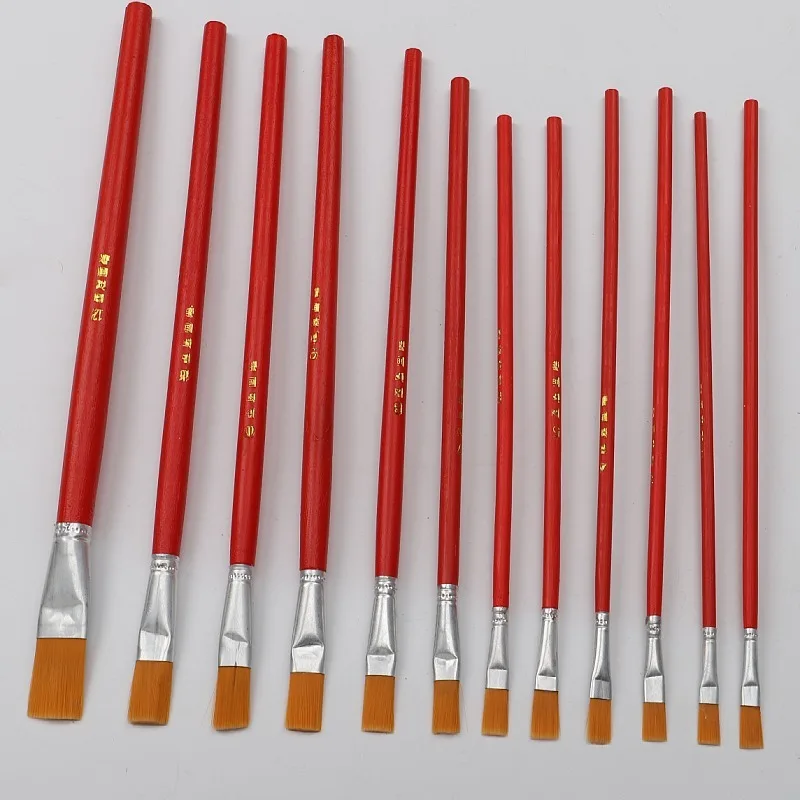 5 개/몫 막대 레드 오일 페인트 브러시 나일론 브러쉬 그림 수채화 브러쉬 아티스트 아트 용품