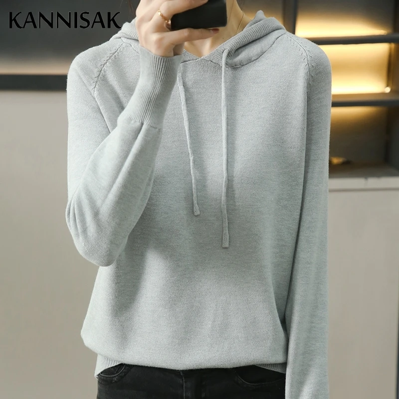 Women Sweater 2024 Autumn Winter Hooded Pullovers Long Sleeve Bottoming Shirts Loose Knitted Jumpers Solid Casual Ladies Sweater