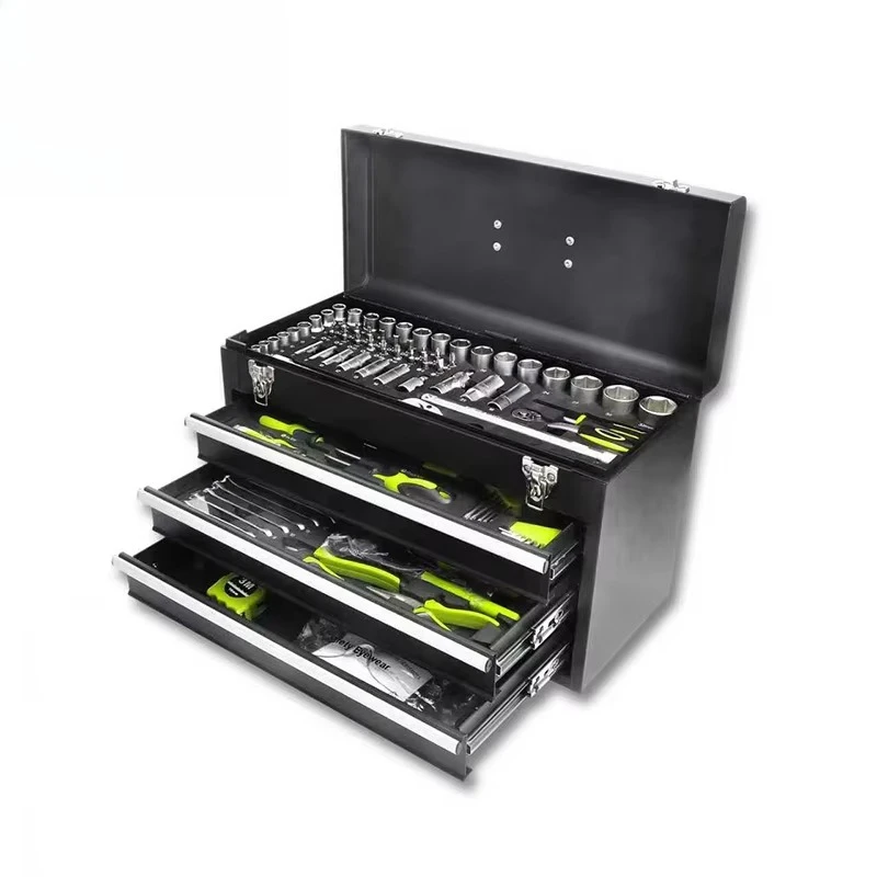 119PCS Four-Layer Iron Box Portable Auto Repair Hardware Tool Set with Drawers Multifunctional Waterproof OEM Customizable