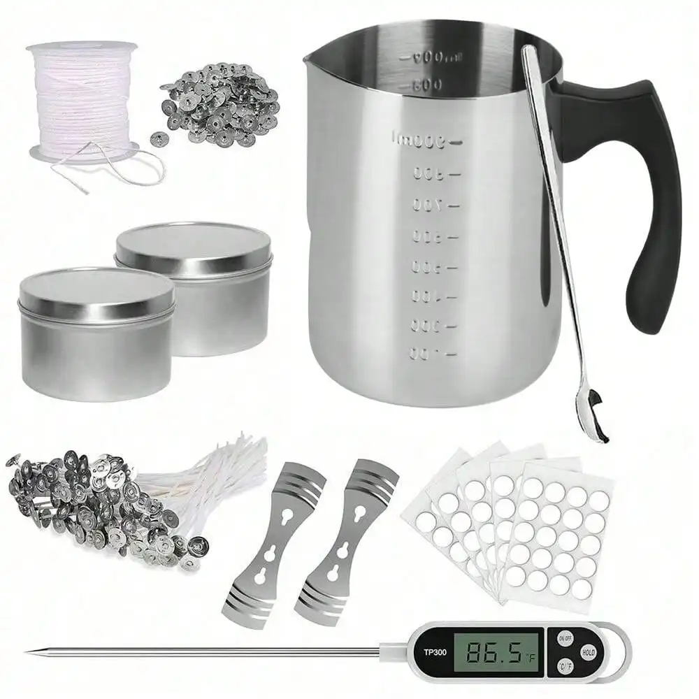 Glintmos Candle Making Starter Kit, Including Candle Make Pouring Pot, Metal Tins, DIY Candle Making Tools for Beginner