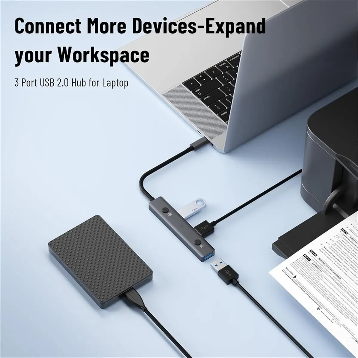618 Mega Sale USB 2.0 Hub with AI Voice Tools: USB Multiport Adapter - Voice Transcription - Translation - Speech to Text Device