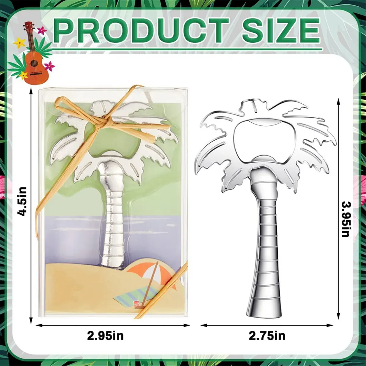 MALL 10pcs Coconut Tree Bottle Opener for Wedding Shower Guest Gifts Souvenirs for Wedding Favor Supplies Gold