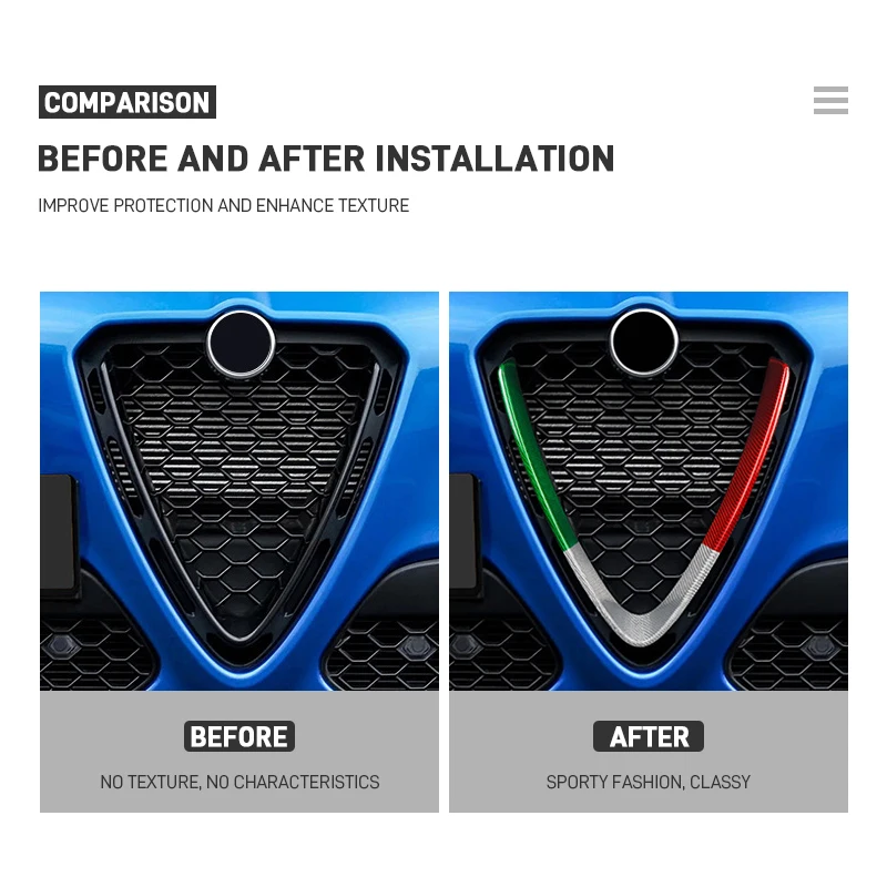 ل ألفا روميو جوليا 2017-2019 ألياف الكربون الحقيقية شبكات المصد الأمامي للسيارة الخامس الإطار الديكور ملصق الكسوة الملحقات الخارجية