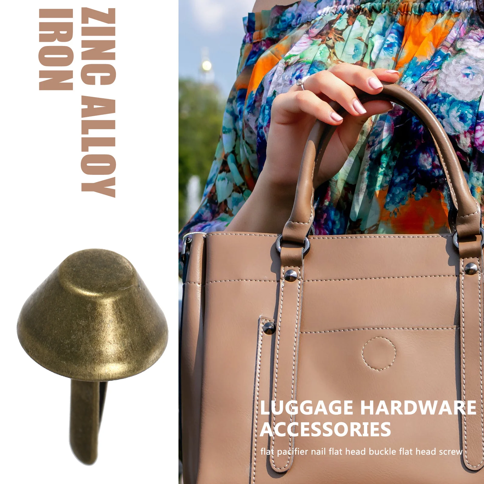 

100Pcs Two Prong Rivets DIY Bag Feet Studs Bucket Bottom Spikes Purse Accessories Repair Craft Bag Rivets