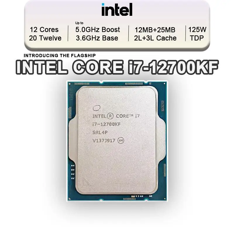 Go! Intel Core i7-12700KF New i7 12700KF 3.6 GHz Twelve-Core Twenty-Thread L3=25M 125W Support DDR4 DDR5 Desktop CPU Socket LGA