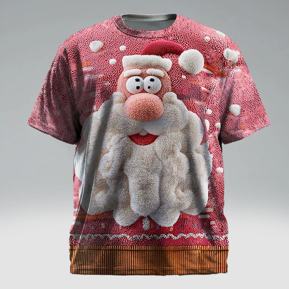 

S-9xl plus size Big & Tall Short Sleeve (Christmas Element)Stylish Red-Green Hues, Lightweight, Fits Guys for All-Day Comfort