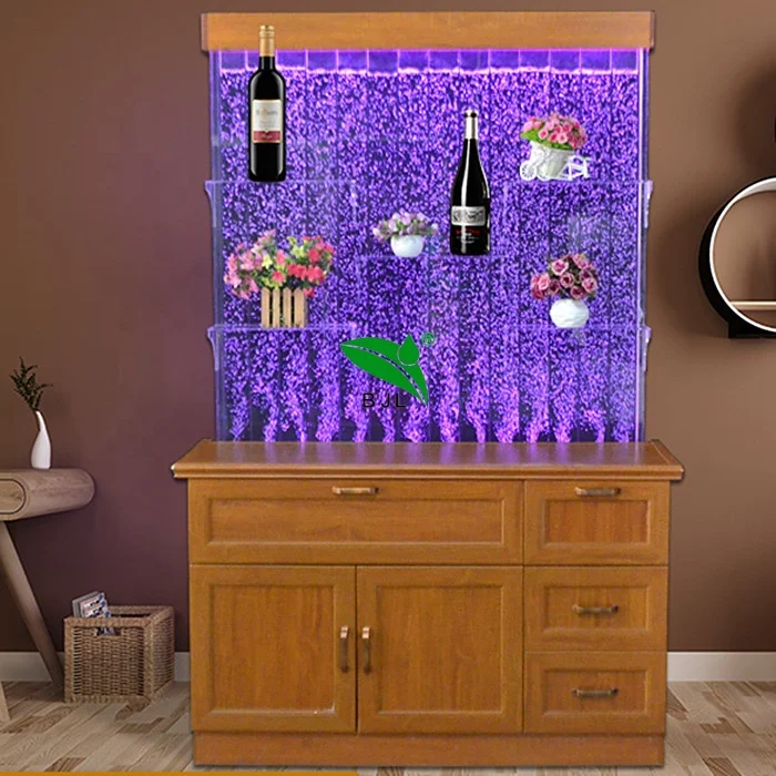 Customization.Modern Home Living Room Furniture House Corner LED Color Changing bar Cabinets with Water Bubble Wall
