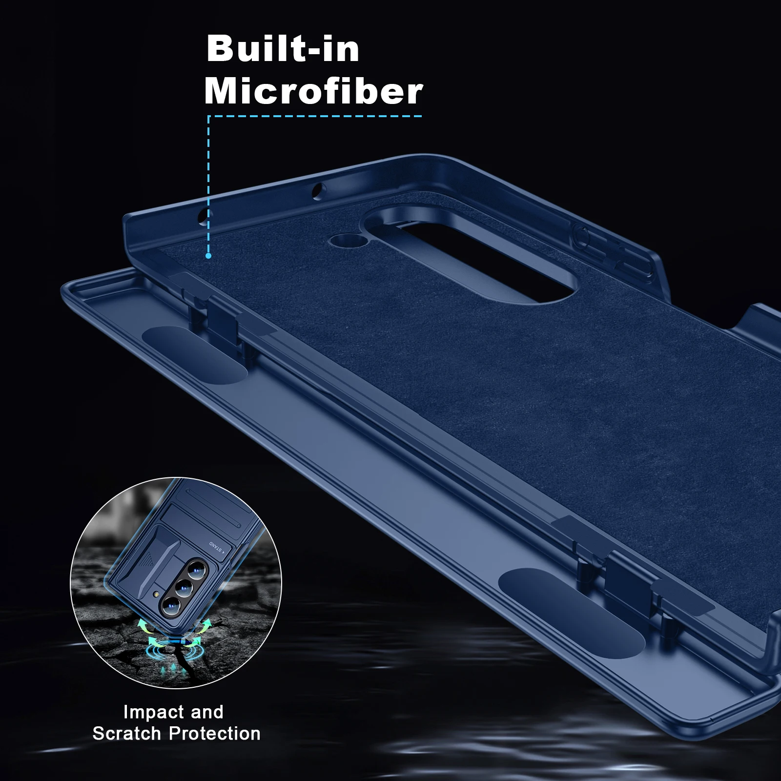 Shockproof Armor Case for Samsung Galaxy Z Fold 5 All-Inclusive Hinge Protection Case With Hidden Stand Slide Camera Lens Cover