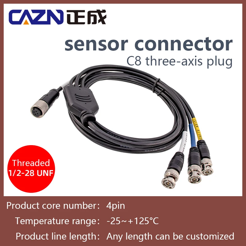 sensor military standard aviation plug with cable 4 pin onet to three BNC cable