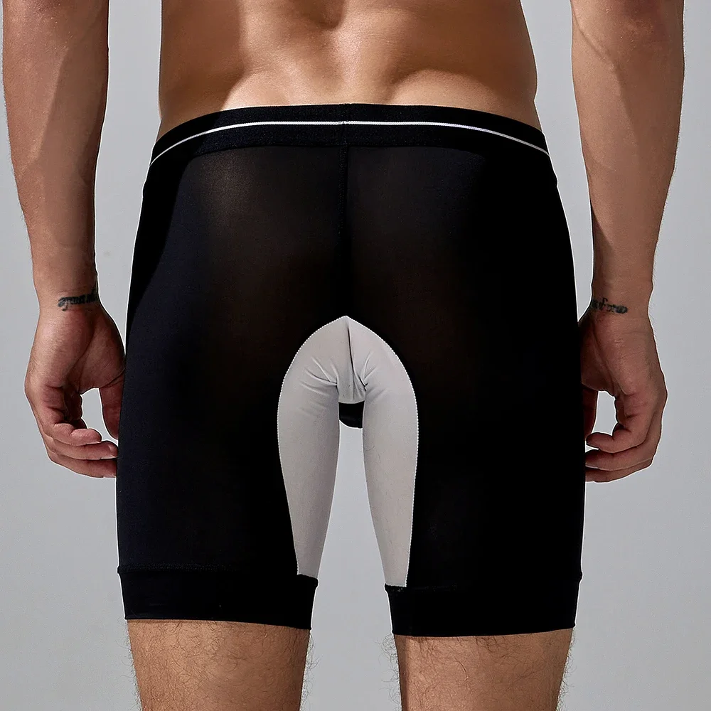 Seobean-men\'s long boxer briefs, nylon, elastic, for men