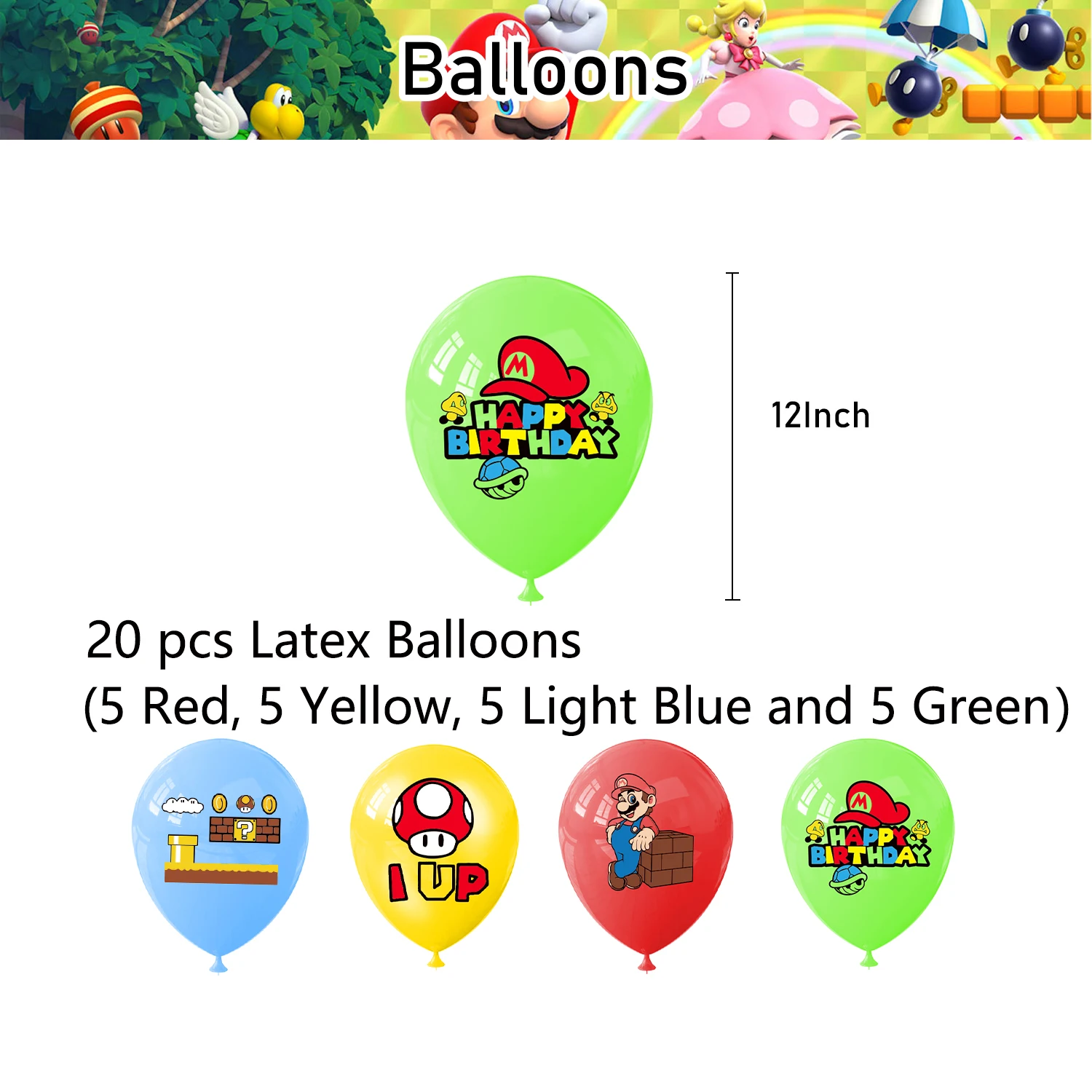 New Mario Birthday Decoration Cartoon Super Bros Party Supplies Kids Disposable Tableware Stickers Plate Balloons