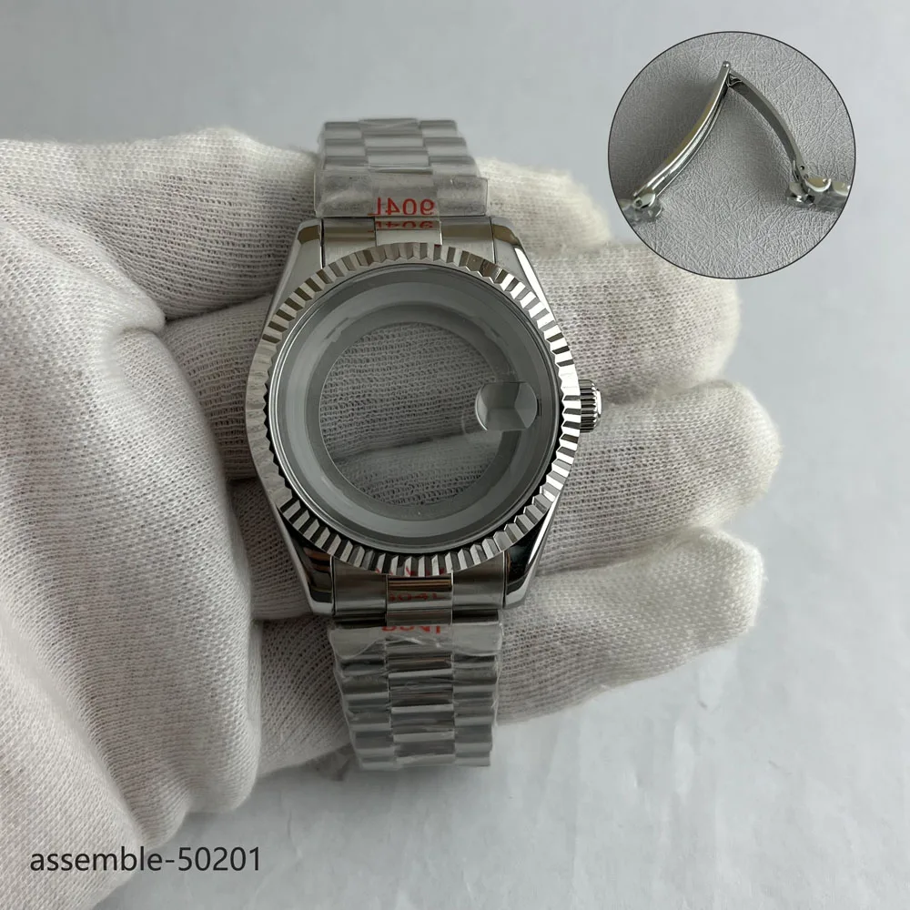 40mm Miyota 8285 watch case rose gold day_date with bracelet fit 29mm/31mm dial for Miyota 8285 automatic movement watchmods - Image 5