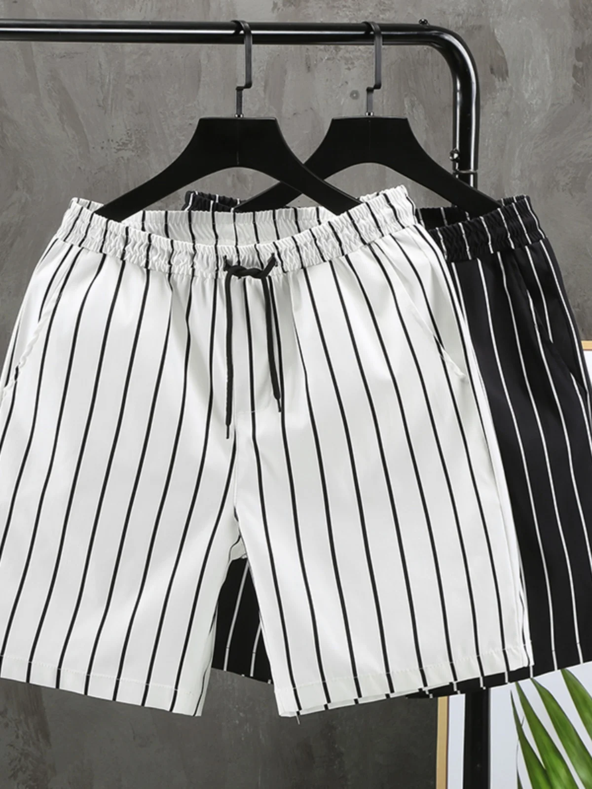 

Summer Men's Thin Casual Plaid orts Spor Boy Trendy Brand Straight Leg Anti-Wrinkle Polyester Fiber Beach Pants