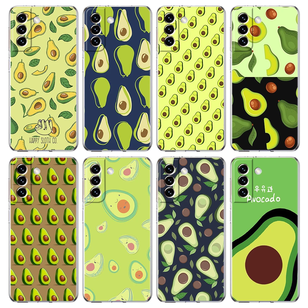 

Cute Avocado Phone Case for Samsung Galaxy S24 S23 S22 S20 S21 FE Ultra S24 S23 S10 S10E S9 S8 Plus 5G Transparent Shell Capas