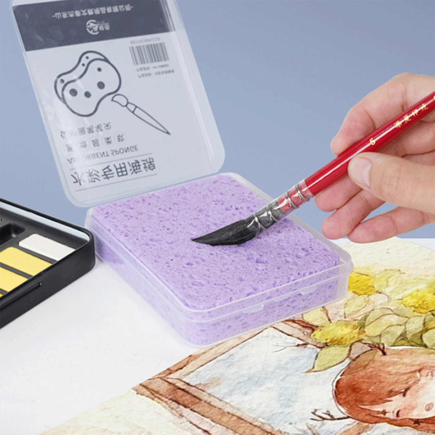 Spugna per pittura ad acquerello in scatola speciale gesso ad acqua forte assorbimento d'acqua spugna strumento forniture artistiche 1 pezzo per bambini studenti