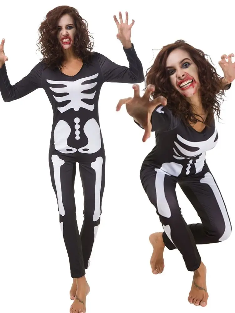 Ролевой костюм ужасов-зомби на Хэллоуин, костюм черепа, карнавальный костюм на Хэллоуин для взрослых, комбинезон с 3D-печатью