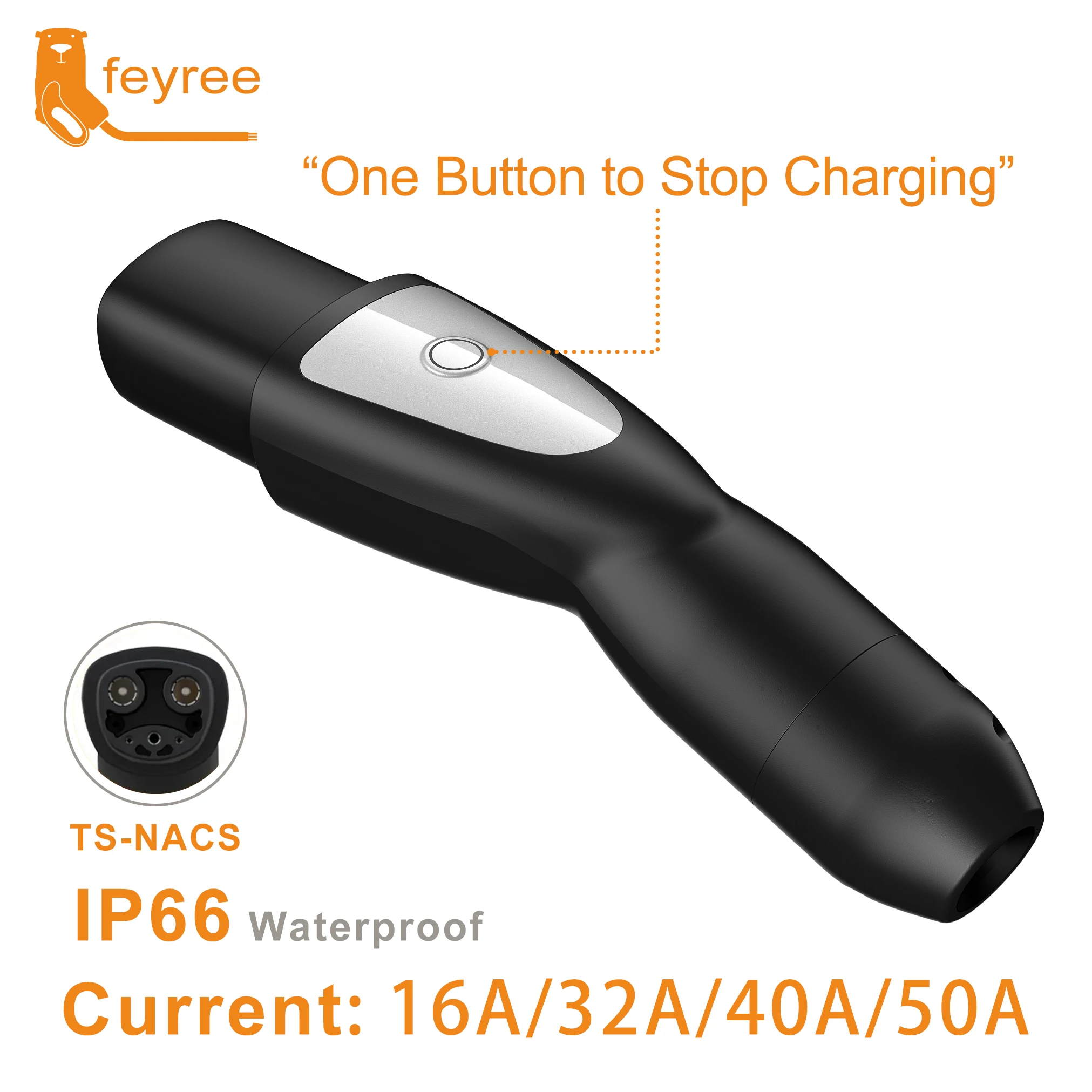 Feyree TS-NACS Cord Tesla Plug EV Charger 16A 32A 40A 50A Current for Electric Car Side for Electric Car Charger Model 3 X Y S