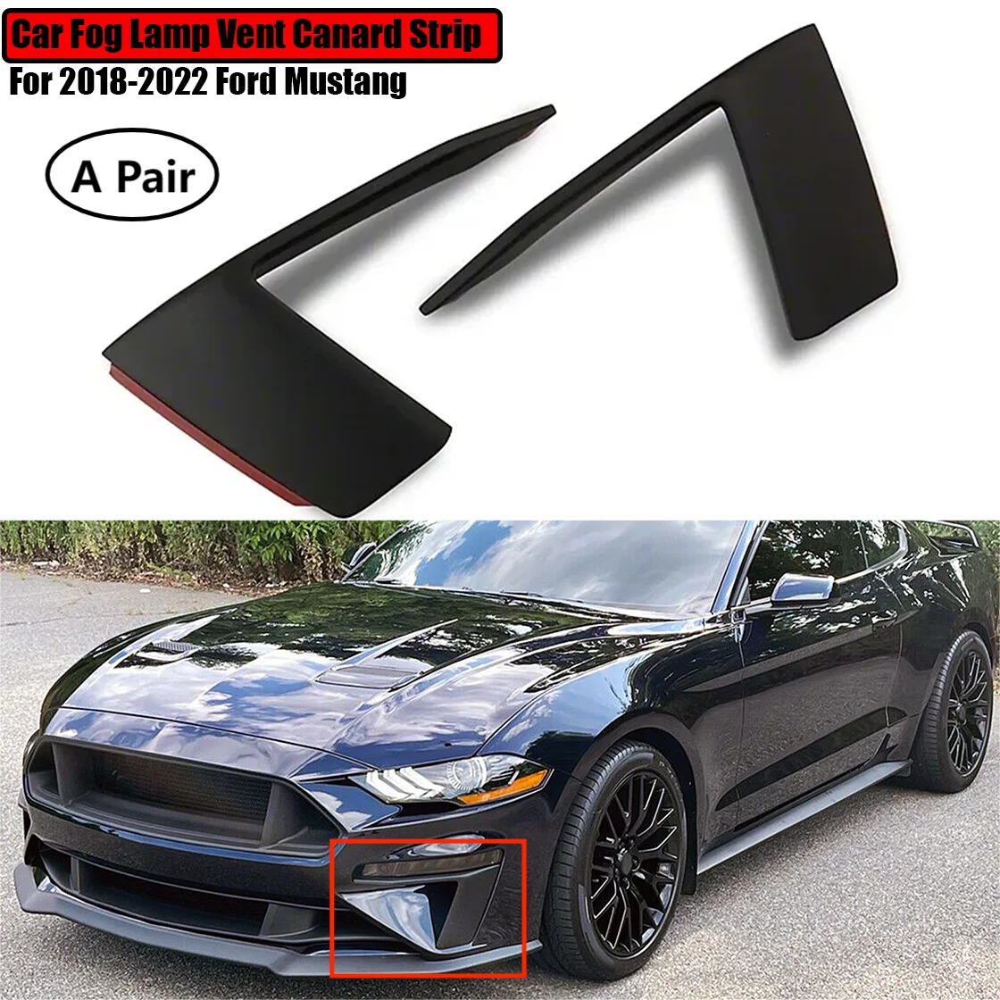 Air Design Style For Ford Mustang 2018-2022 Car Fog Lamp Vent Canard Strip Trim Splitter Eyebrow Front Bumper Cover A Pair