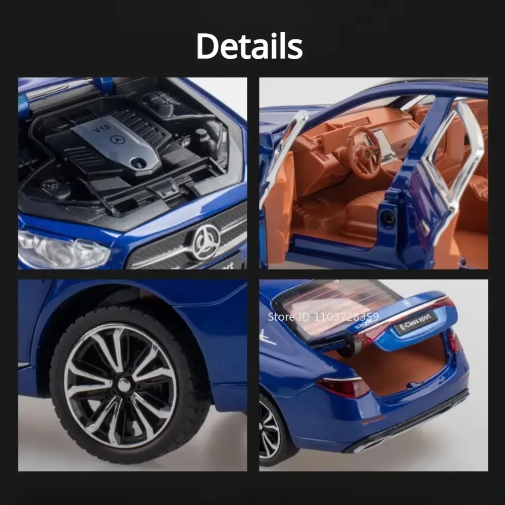 1:24 스케일 E300L GLE350 모델 장난감 미니어처 자동차 합금 다이캐스트 사운드 라이트 도어 오픈 풀백 고무 타이어 어린이 선물용