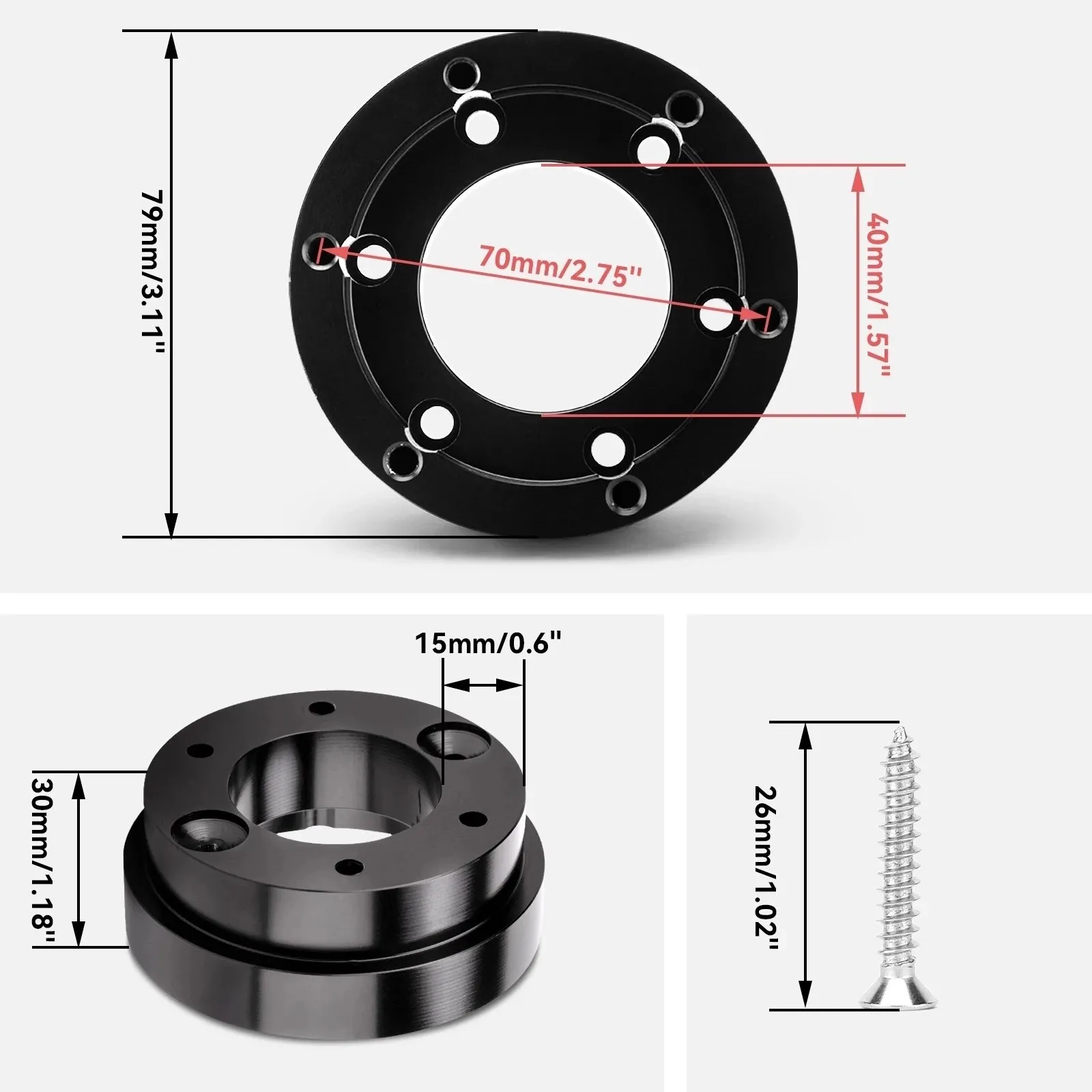 Piastra adattatore per volante in alluminio da 70MM per chiave esagonale a vite per volante Logitech G920 G29 G923 modificata da 13 e 14\