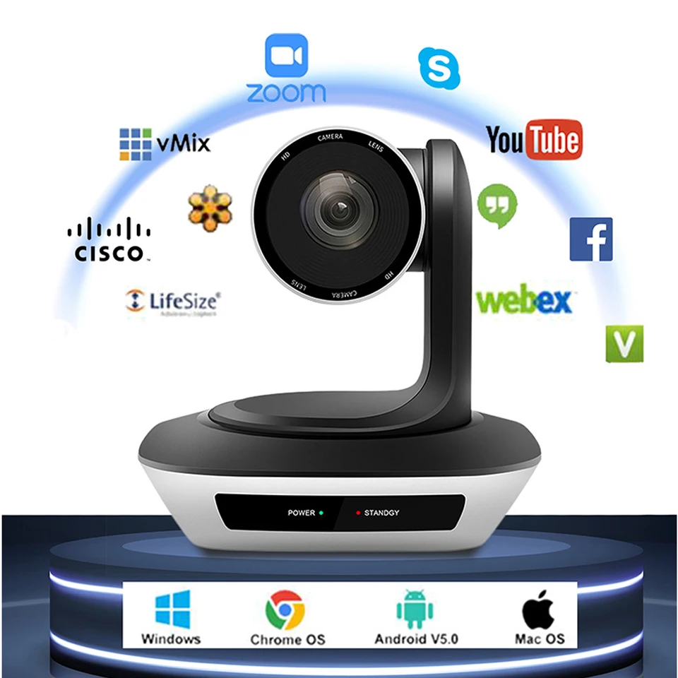 Full HD1080P/60FPS 3X 10X 20X Optical Zoom HDMI USB2.0 PTZ Video Conference Camera Live Streaming Broadcast Confer System