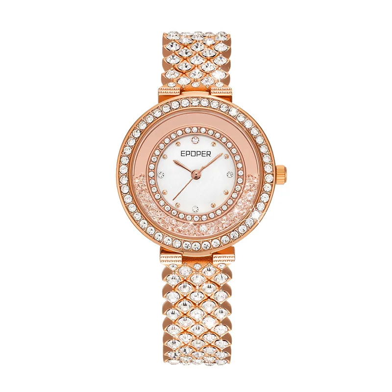 ساعة نسائية ذات قيمة عالية مرصعة بالألماس كاجوال متعددة الاستخدامات وسوار مقاوم للماء