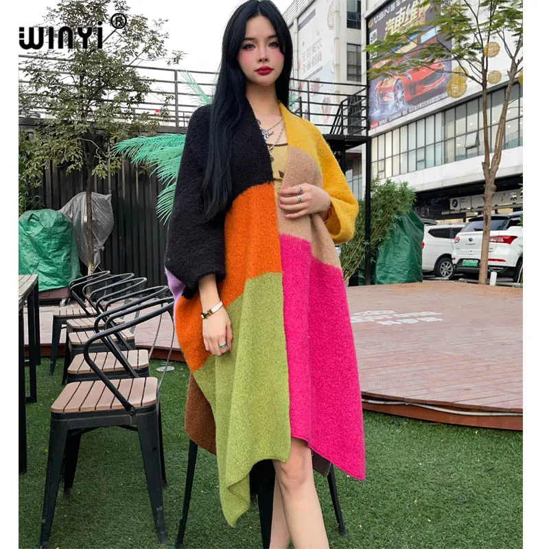 WINYI winter cardigan dress for women OverCoat Thick Warm long down coat fashion cardigan winter abaya kaftan with waistband