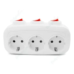 1 to 3 EU Wall Socket With 3 ON/OFF Switch Spain France Germany Korea Standard AC Outlets Extension Power Strip Power Converter