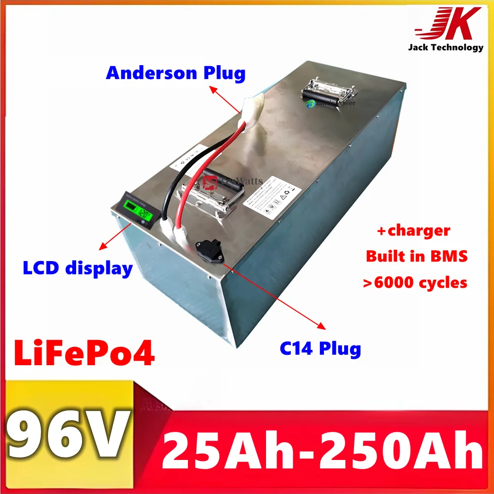 

JK 96V 25Ah 50Ah 70Ah 100Ah 120Ah 150Ah 200Ah 250Ah Lifepo4 Battery with BMS 32S for Electric Cars Motorcycles Tour Bus Van AGV