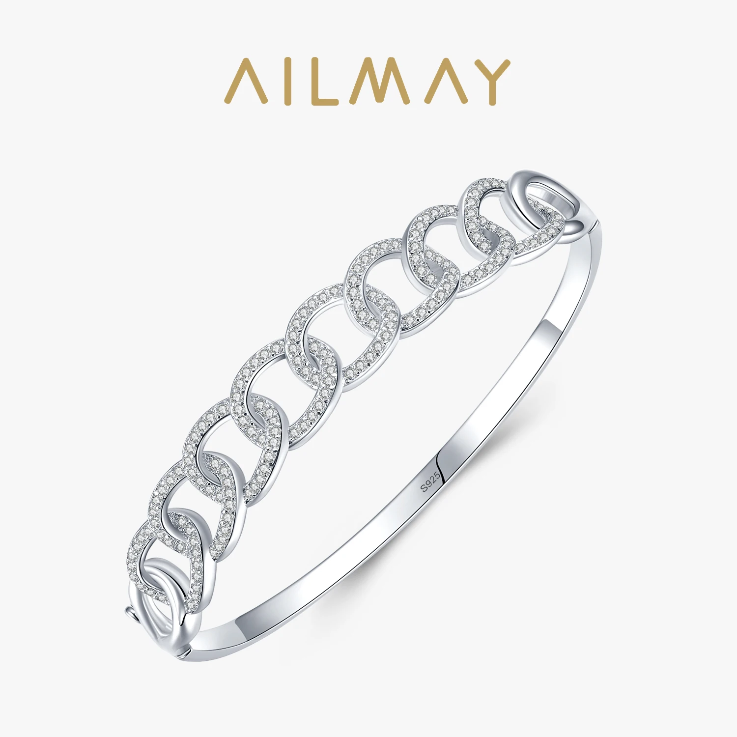 

Ailmay Fashion Classic Twist Chain Zircon Bracelets 925 Sterling Silver for Women Minimalist Fine Jewelry 2021 New Style Bague