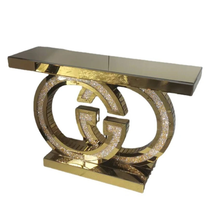 

Light luxury gold decorative mirror, glass rhinestone, glass entrance table set