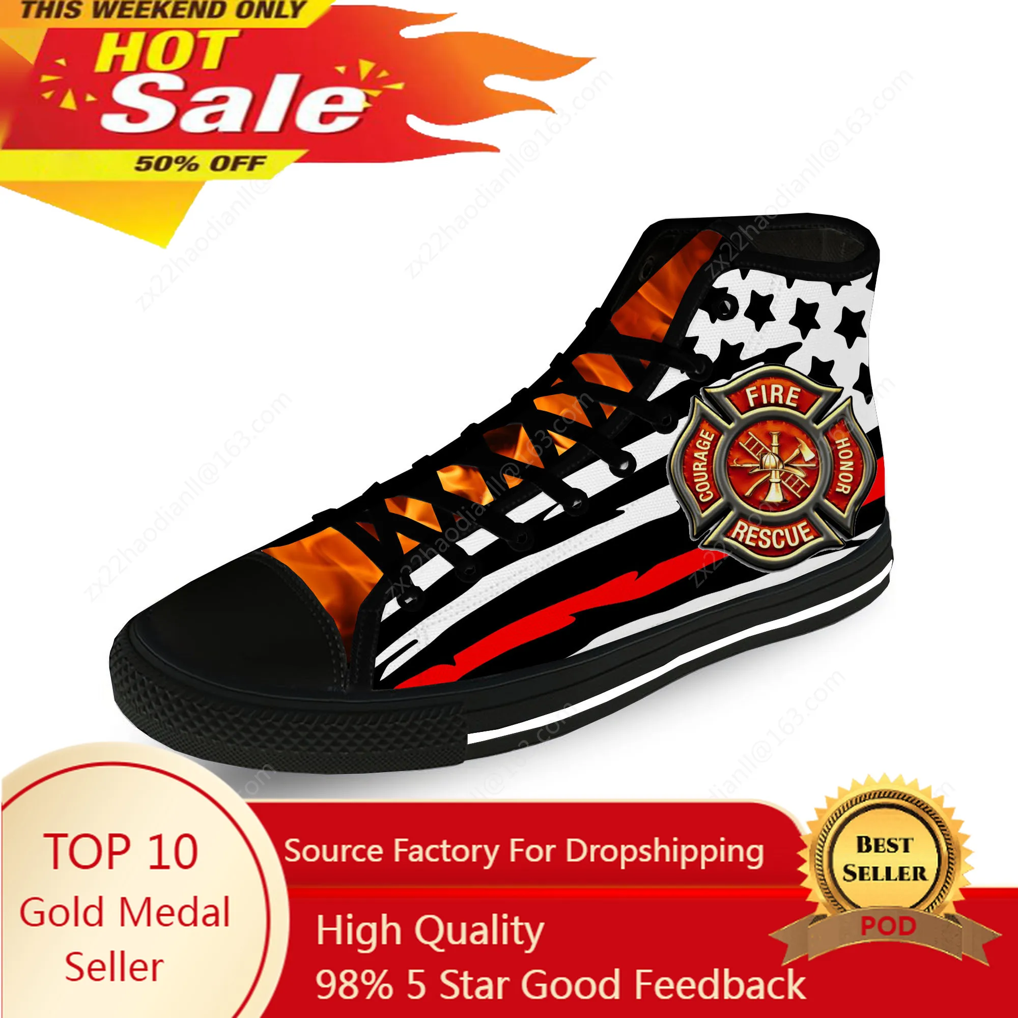 

Firefighter High Top Sneakers Mens Womens Teenager Casual Shoes Canvas Running Shoes 3D Print Breathable Lightweight shoe