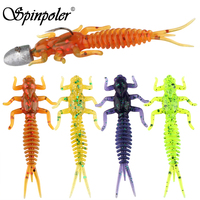 Spinpoler The Larva Of The Dragonfly Soft Bait Fishing Lure Mini Fake Worm 6cm Rock Fishing Lure Jerk Bass Soft Perch Leurre
