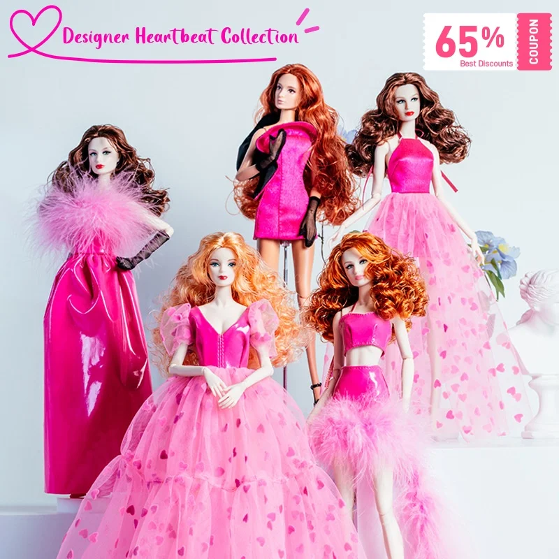 30cm Supermodel Doll Clothe Designer Heartbeat Series Sweet Princess Evening Dress Set For 1/6 BJD FR PP Limited Collector Gifts