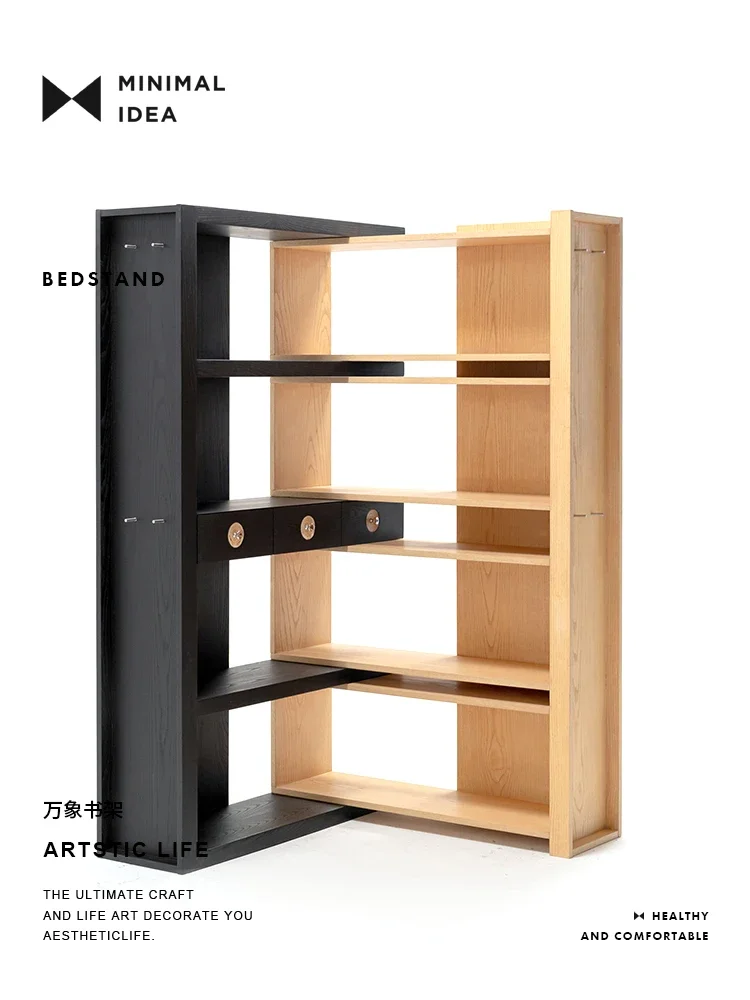 Vientiane Bookshelf/Modern Retro Solid Wood Bookcase Locker Integrated Retractable Wall Locker
