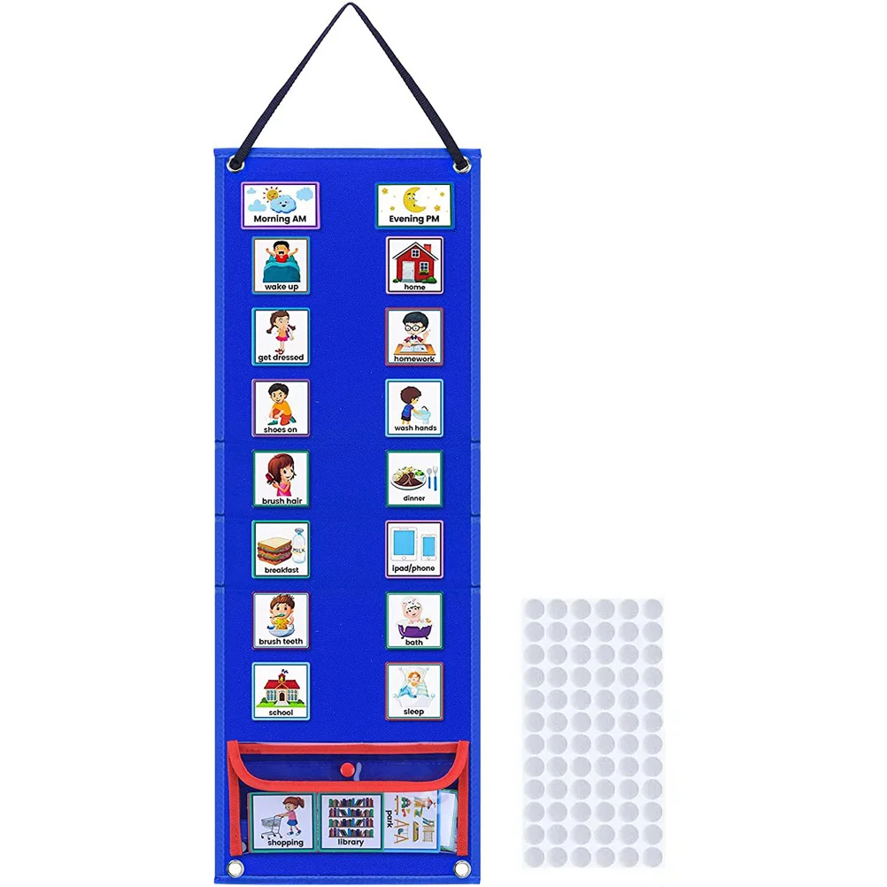 Visual Timetables for Kids Calendars Fold Daily Routine Chart Blue Schedule Board Child