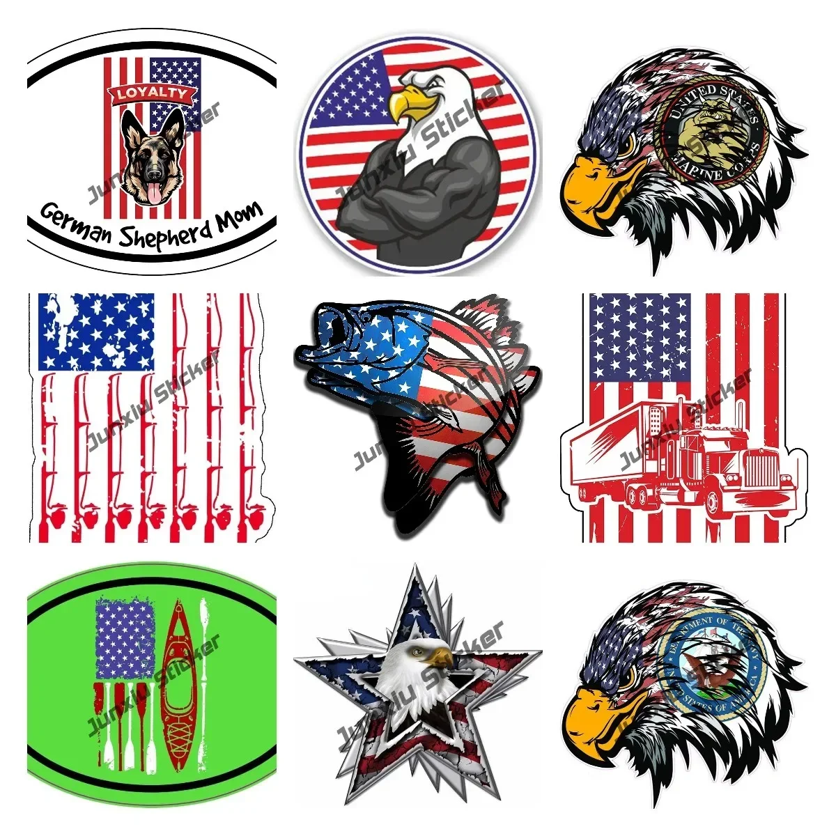 

America Flag Sticker Bald Eagle American Truck Trucker Driving Decal Decor Go Fishing Personality Waterproof Outdoors Sticker